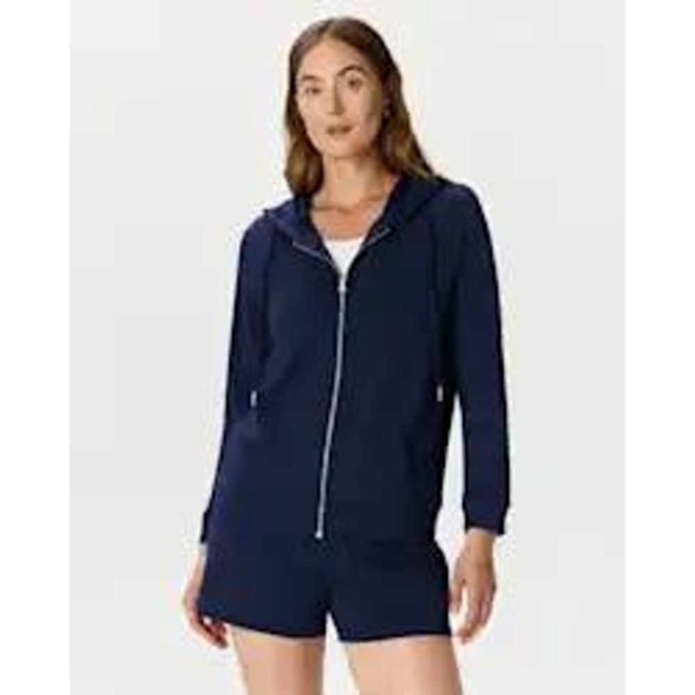 Quince Women Navy Blue Full Zip Hoodie Size S New With Tags